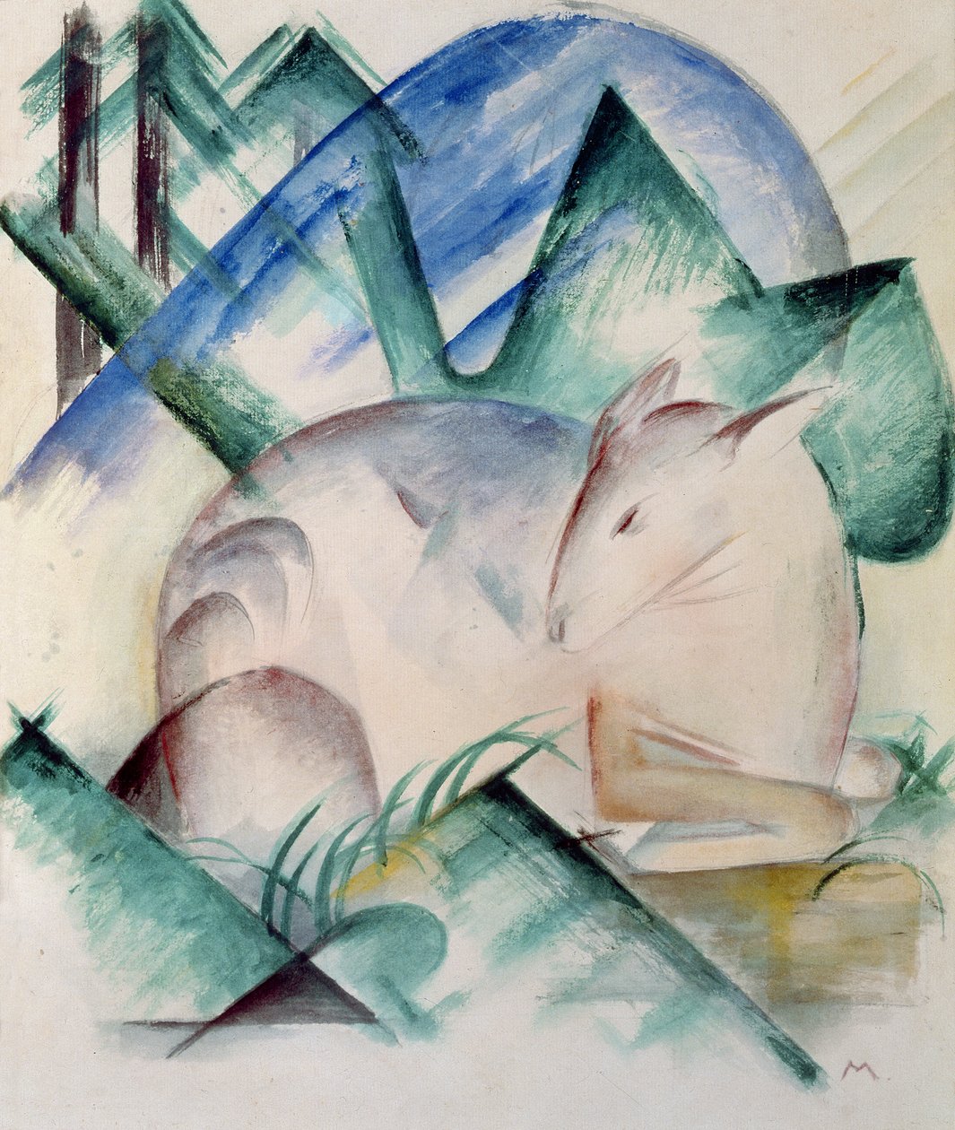 śpiący jeleń autorstwa Franz Marc