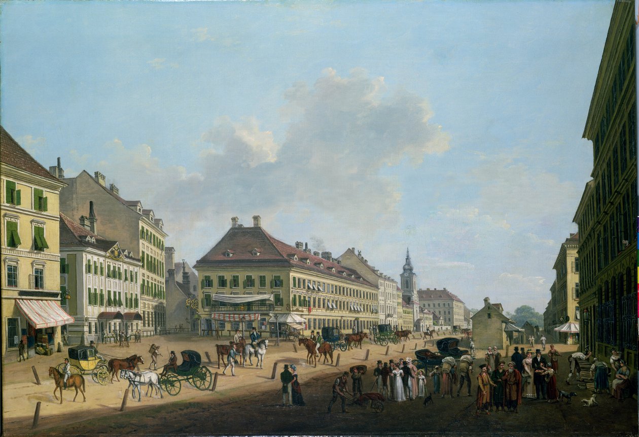 Wiedeń, promenada, 1824 autorstwa Franz Scheyerer