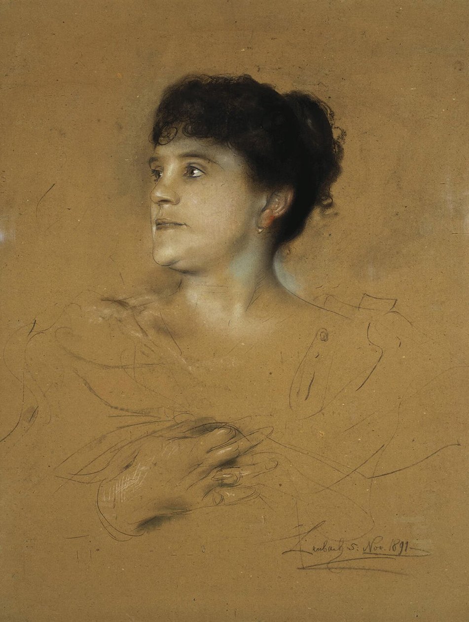 Portret Marcelli Sembrich, 1891 (pastel na tekturze) autorstwa Franz Seraph von Lenbach