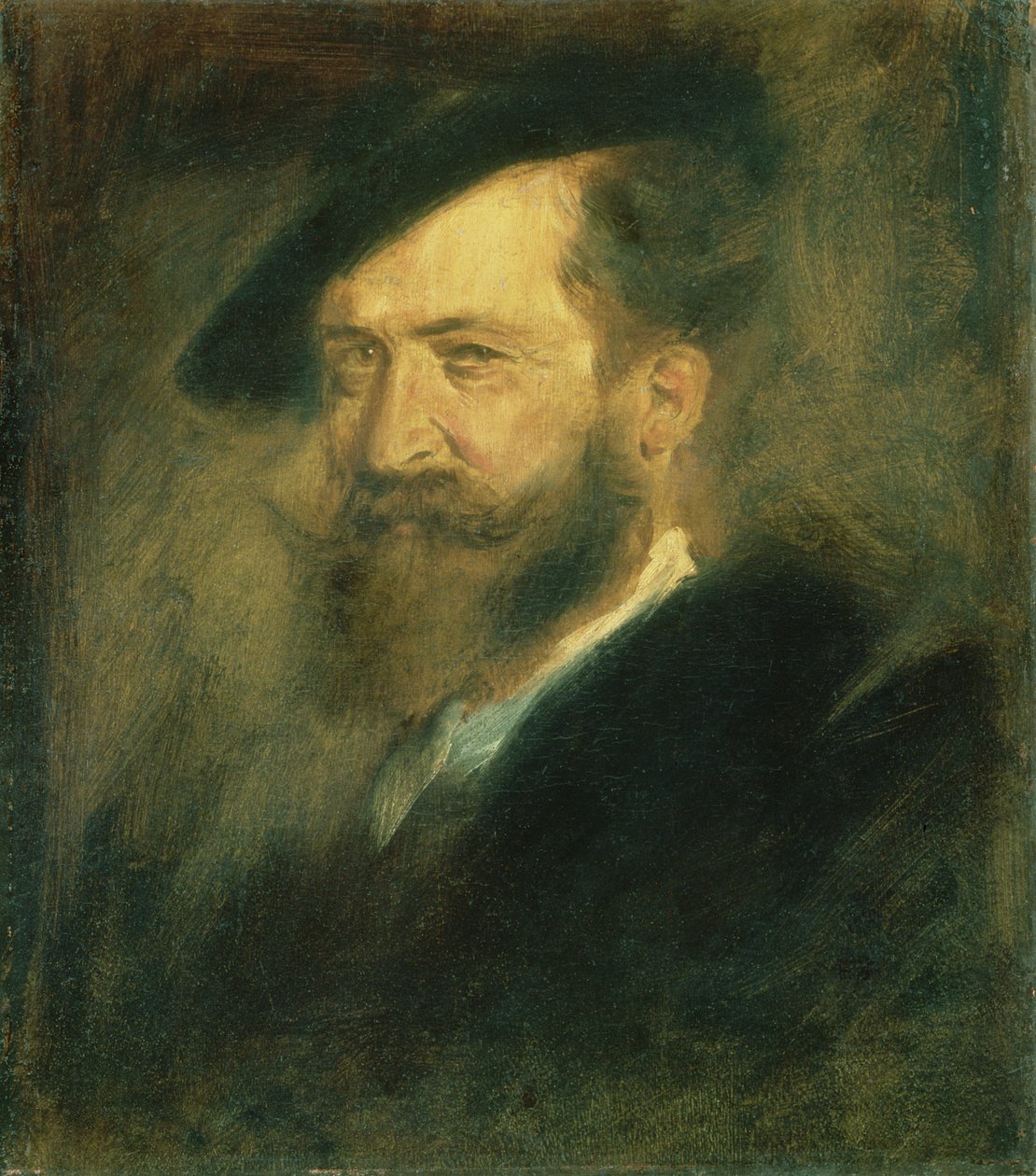 Portret artysty Wilhelma Buscha (1832-1908), ok. 1878 r. autorstwa Franz Seraph von Lenbach