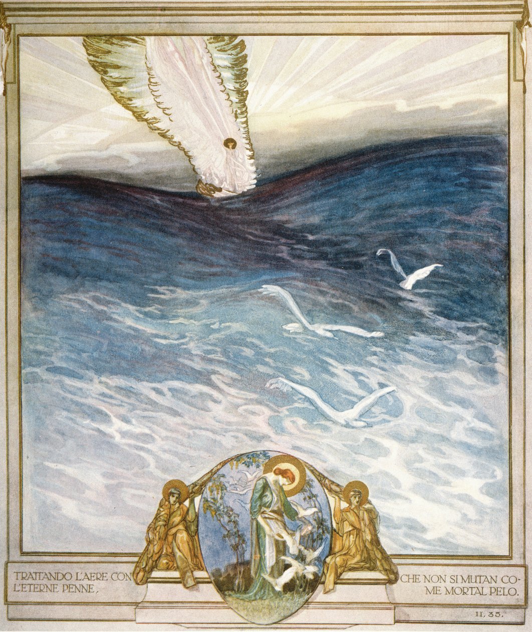 Ilustracja do „Boskiej komedii” Dantego, Czyściec, Canto II: 35, 1921 autorstwa Franz von Bayros