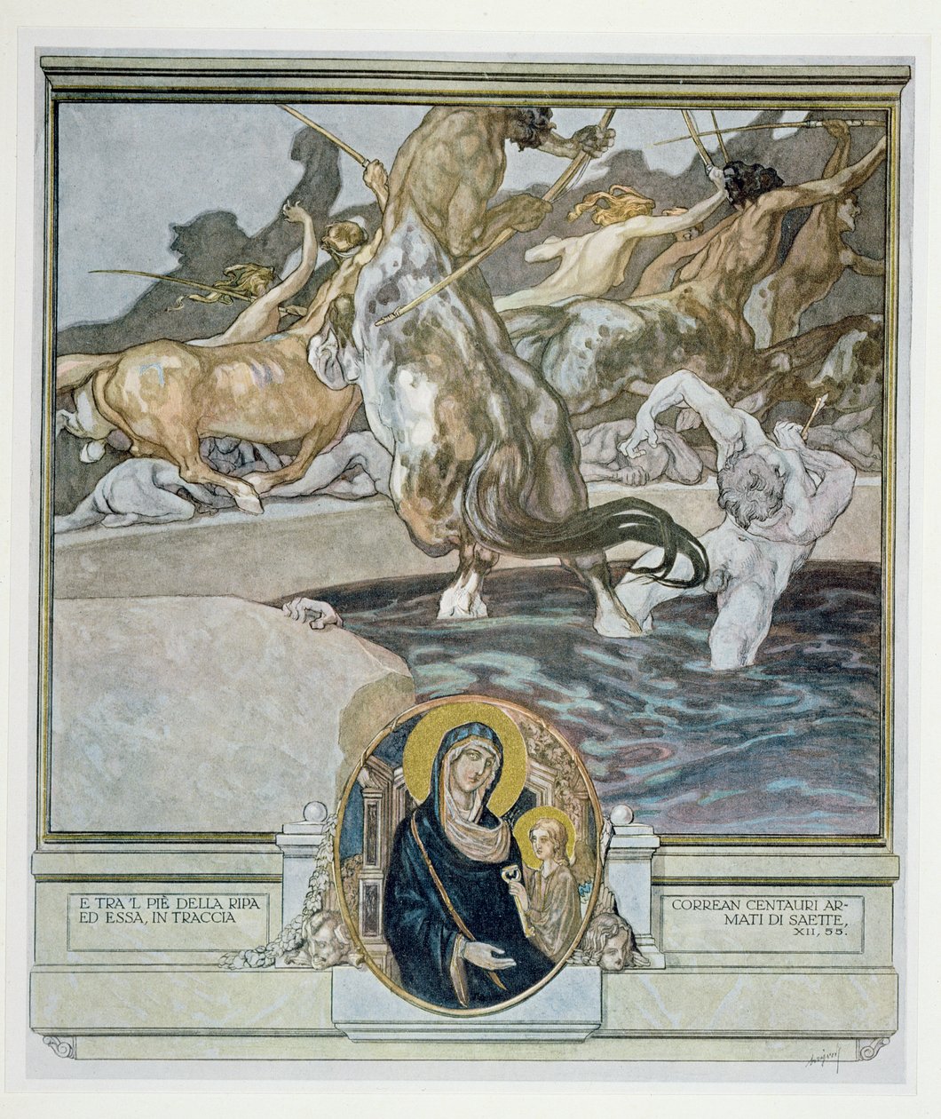 Ilustracja z „Boskiej komedii” Dantego, Inferno, Canto XII: 55, 1921 autorstwa Franz von Bayros