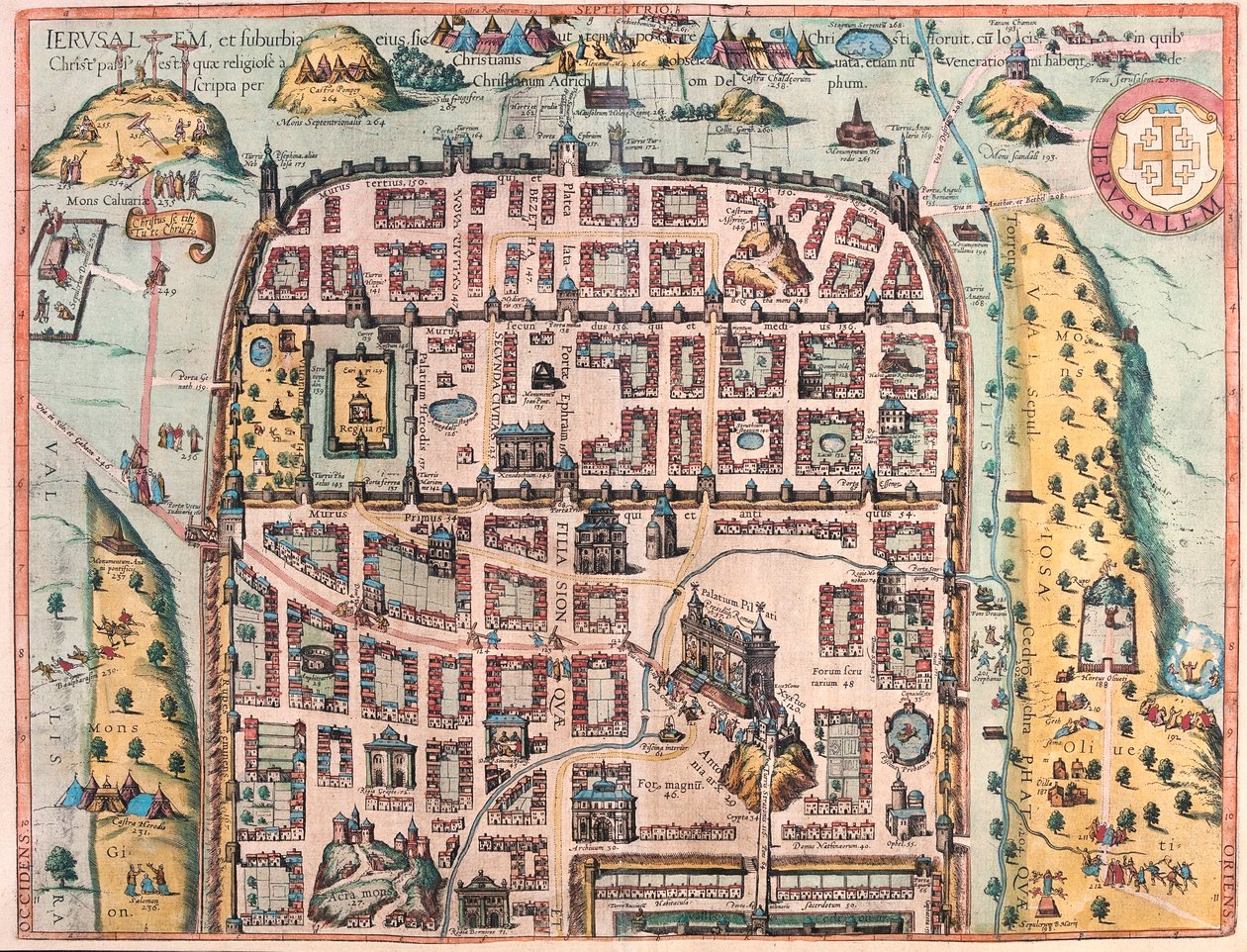 Jerozolima (pozostałość 1), Izrael (rycina) autorstwa Franz Hogenberg