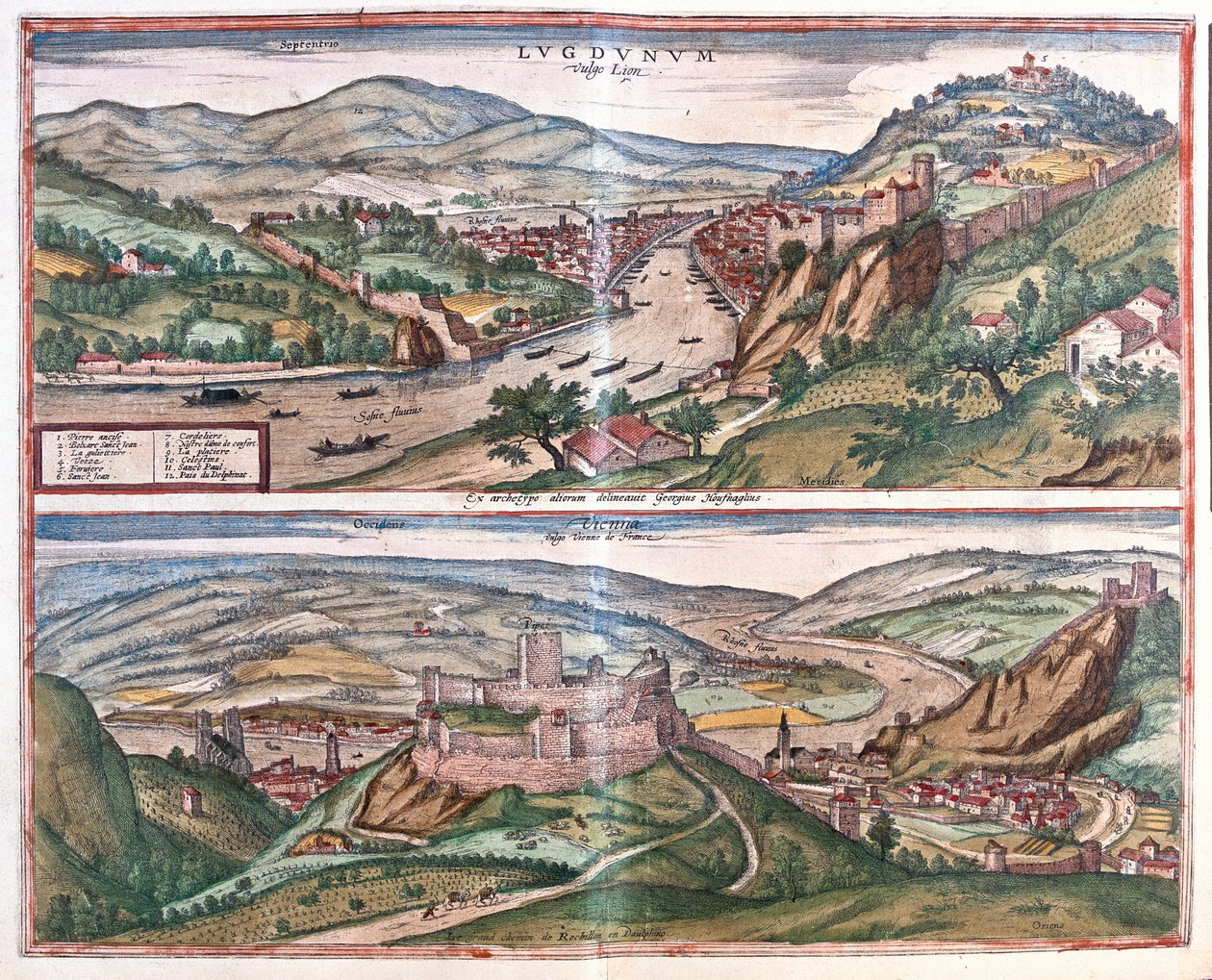 Lyon - Vienne, Francja (grawerowanie autorstwa Franz Hogenberg