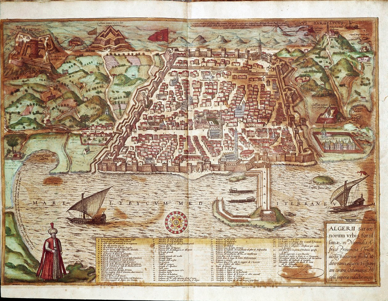 Mapa Algier - Algieria (grawerowanie autorstwa Franz Hogenberg