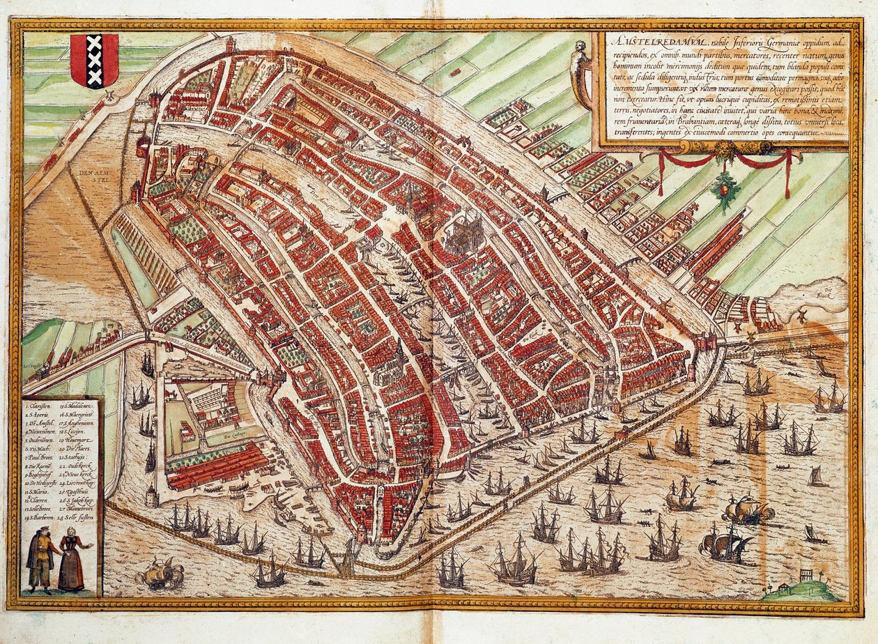 Mapa Amsterdamu (grawerowanie autorstwa Franz Hogenberg