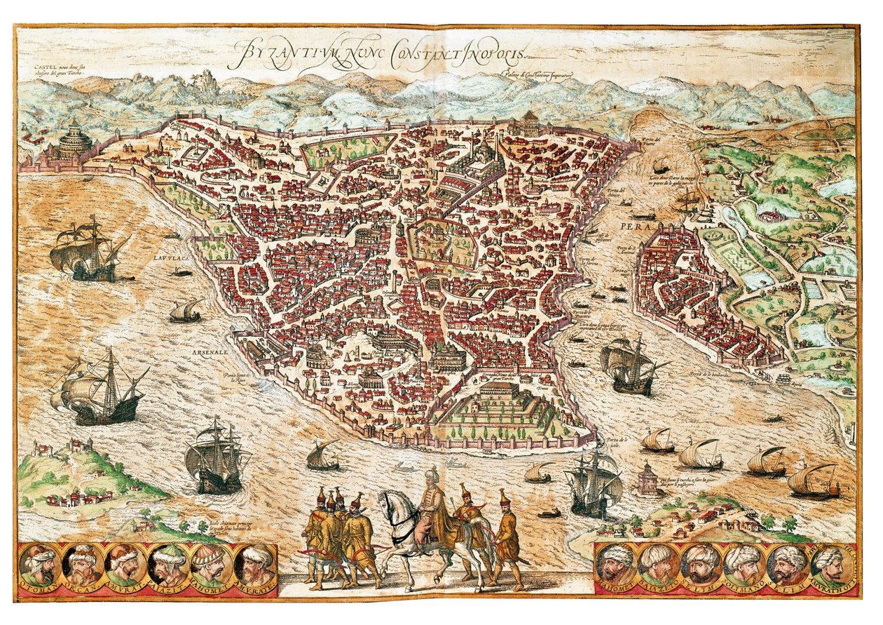 Mapa Byzance (grawerowanie autorstwa Franz Hogenberg
