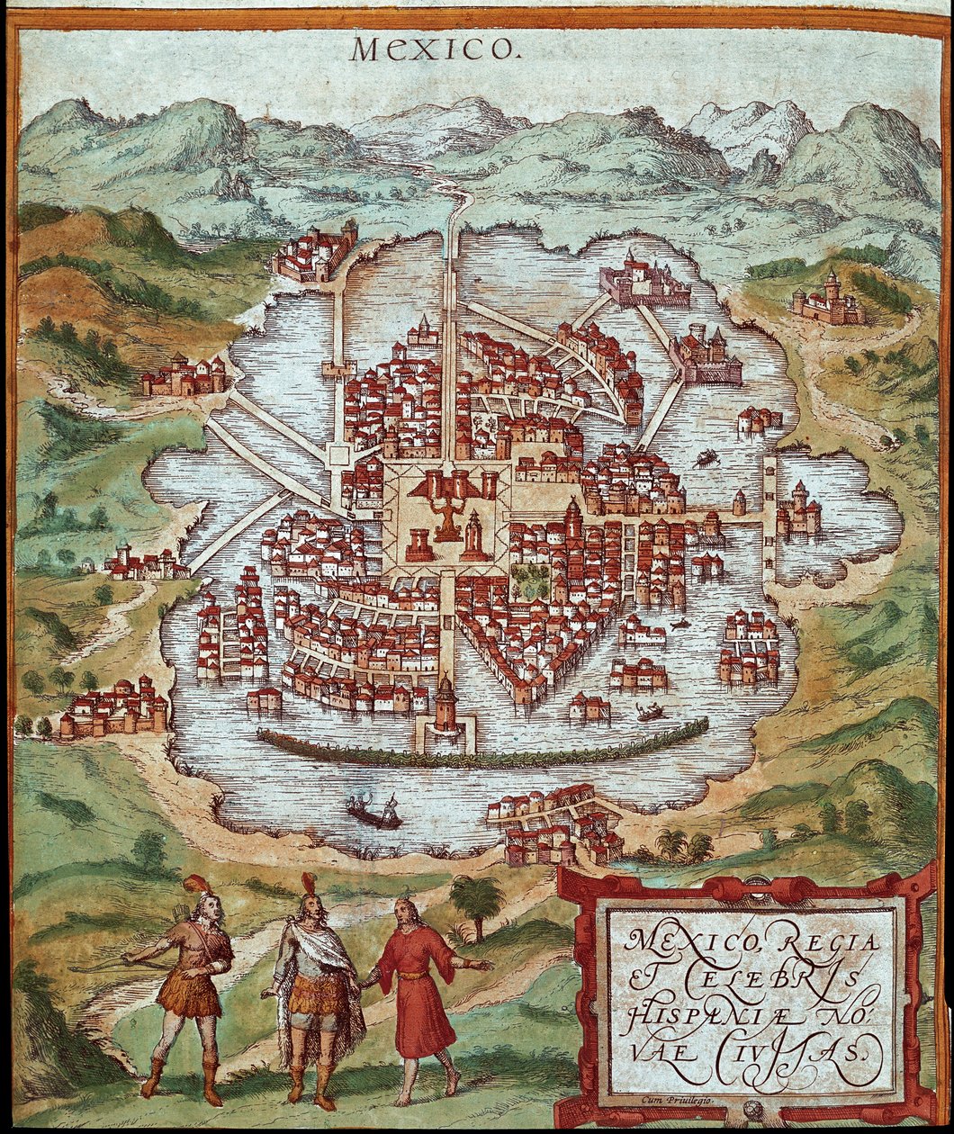 Mapa Meksyku (grawerowanie autorstwa Franz Hogenberg