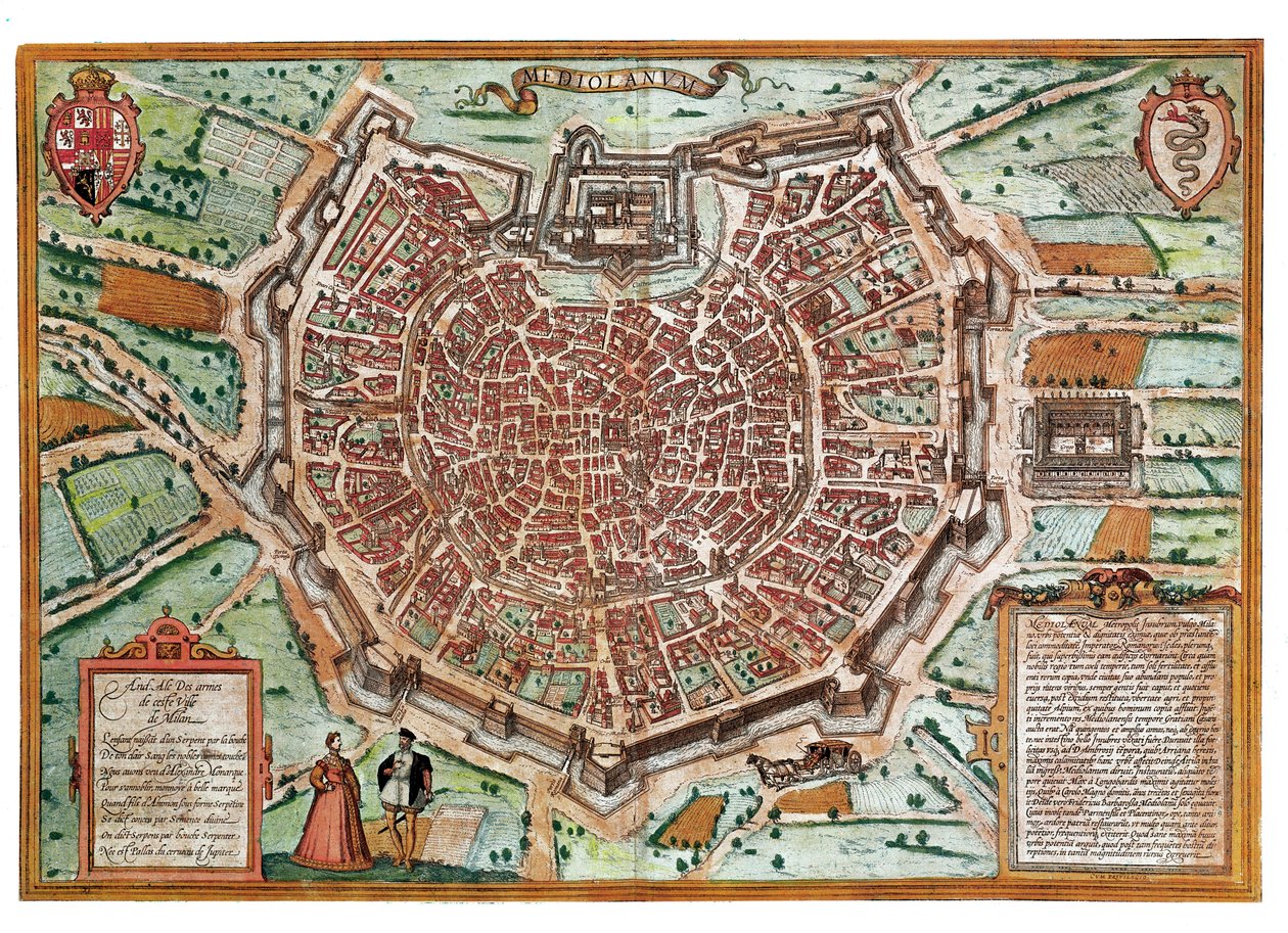 Mapa Mediolanu (grawerowanie autorstwa Franz Hogenberg
