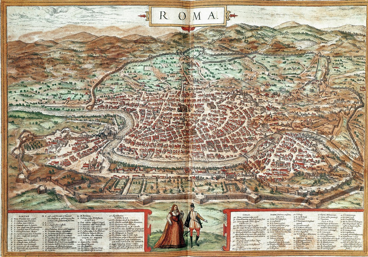 Mapa Rzymu (grawerowanie autorstwa Franz Hogenberg