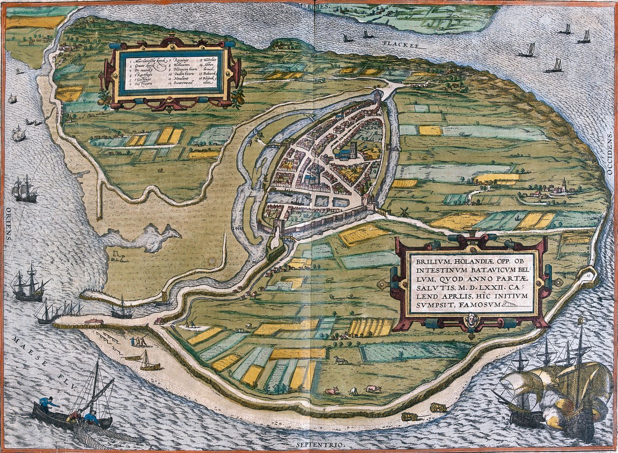 Plan de Brielle (Brilium), Holandia (akwaforta autorstwa Franz Hogenberg