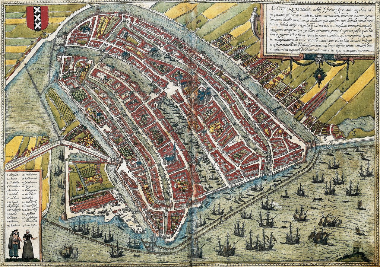 Plan Amsterdamu (Amstelredamum), Holandia autorstwa Franz Hogenberg