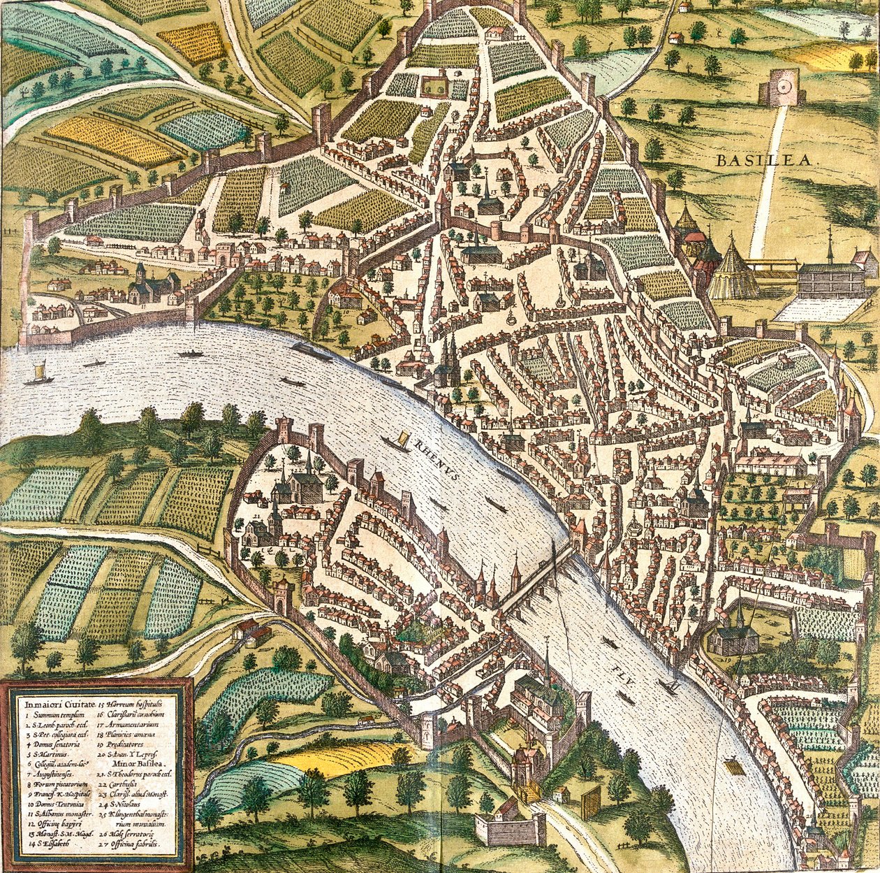 Plan Bale (Basilea), Szwajcaria (akwaforta) autorstwa Franz Hogenberg