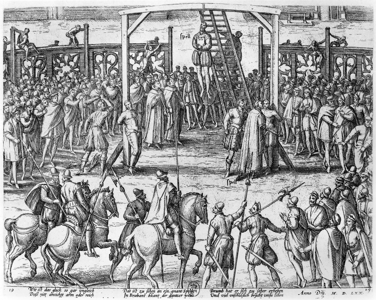 Sceny powieszenia we Flandrii, 1570 autorstwa Franz Hogenberg