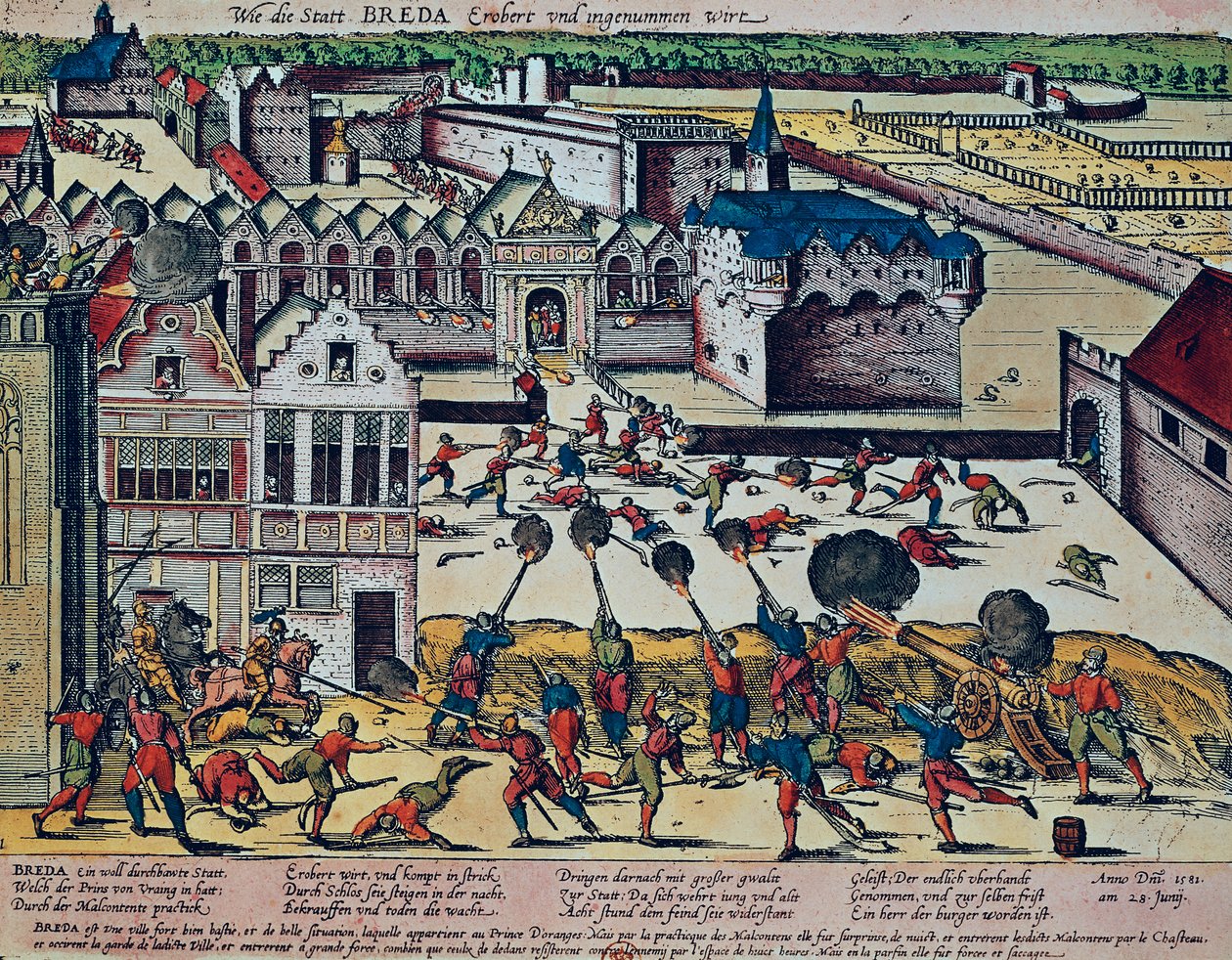 Furia Haultepenne w 1581 roku (kolorowy grawerunek) autorstwa Franz Hogenberg