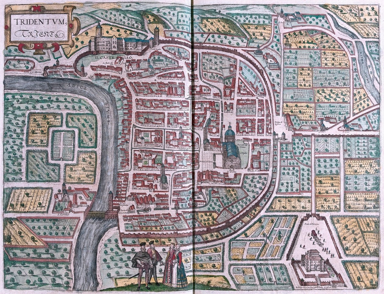 Trydent, Włochy (grawerowanie autorstwa Franz Hogenberg