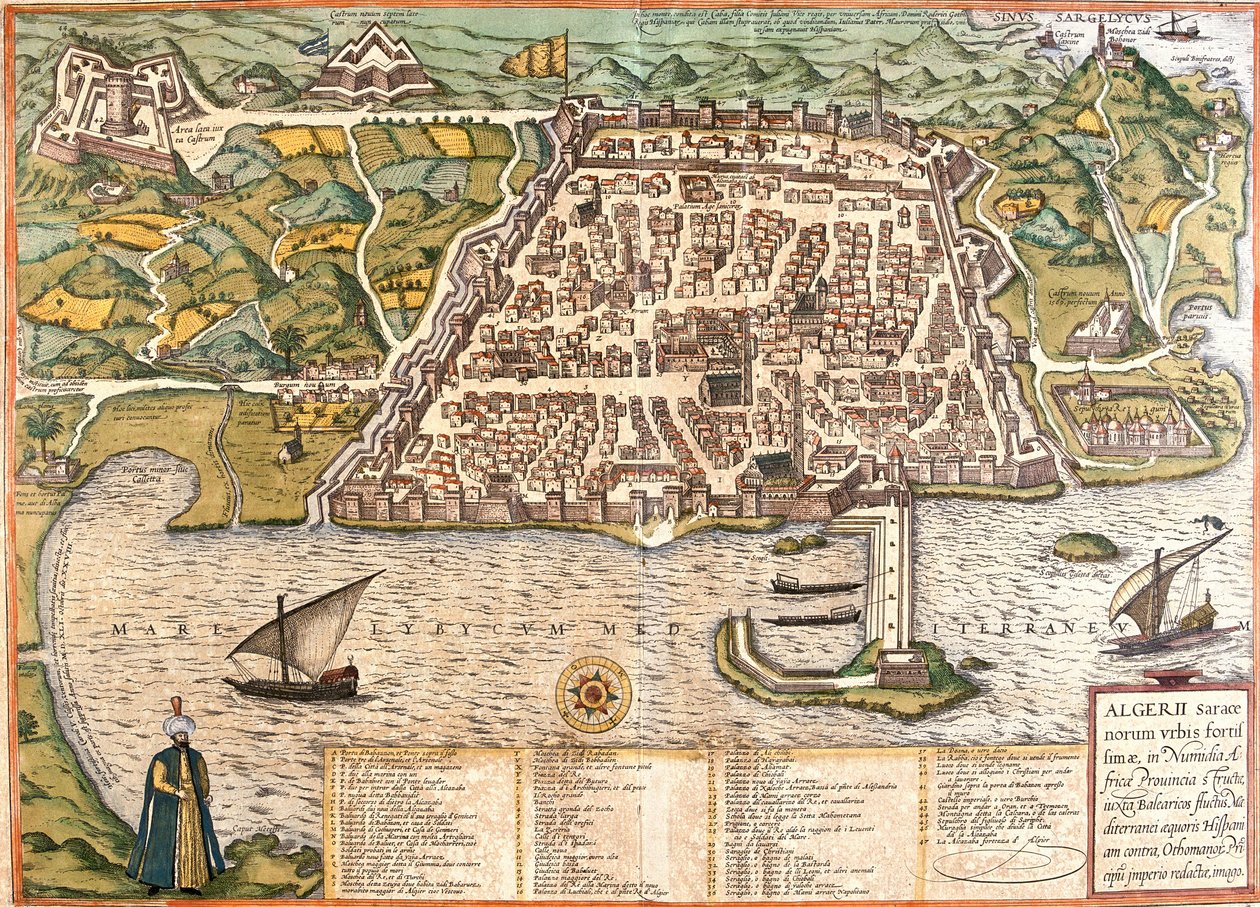 Widok Algieru (Algierii), Algierii (akwaforta autorstwa Franz Hogenberg