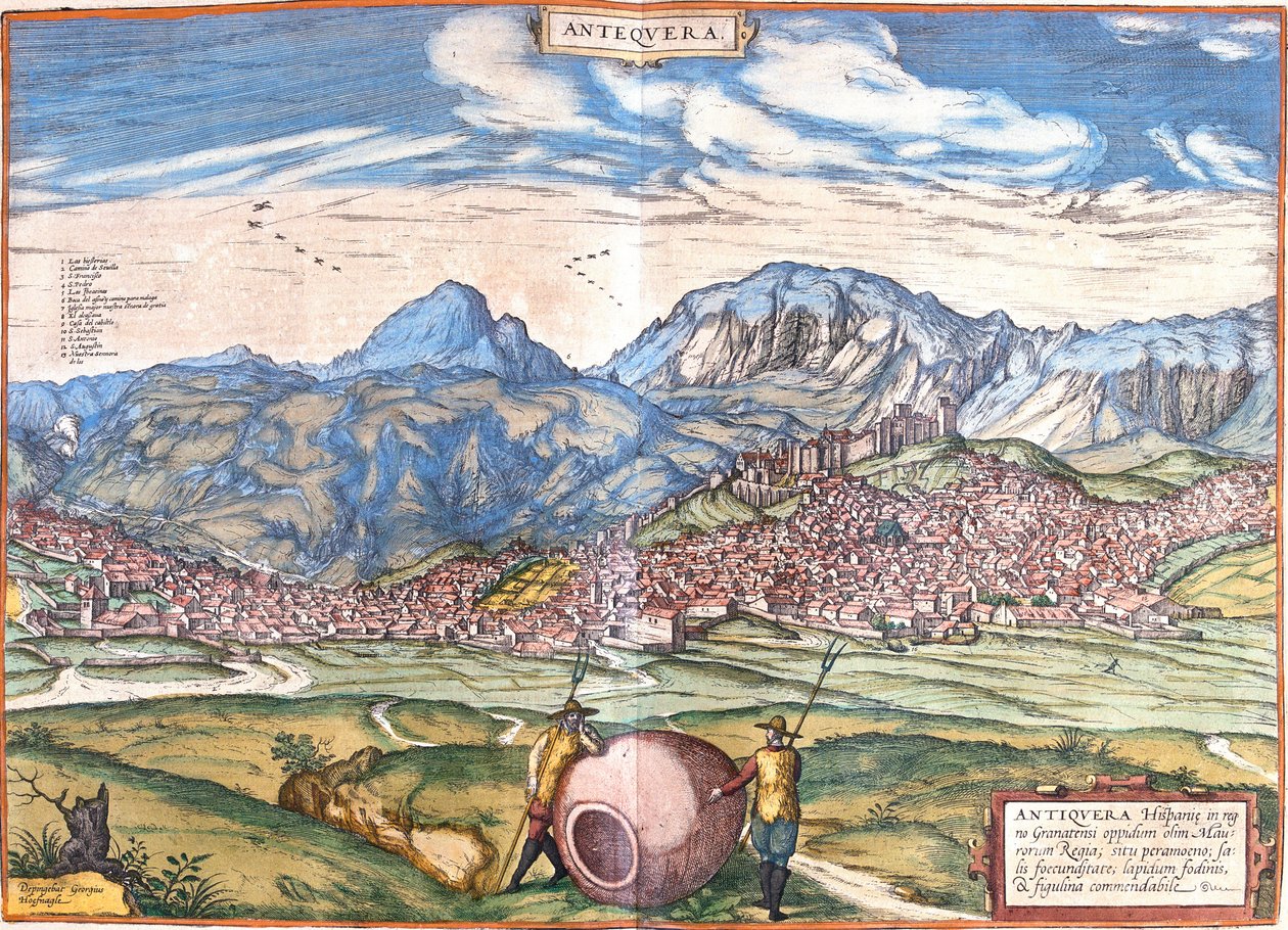 Widok Antequera, Hiszpania (akwaforta) autorstwa Franz Hogenberg