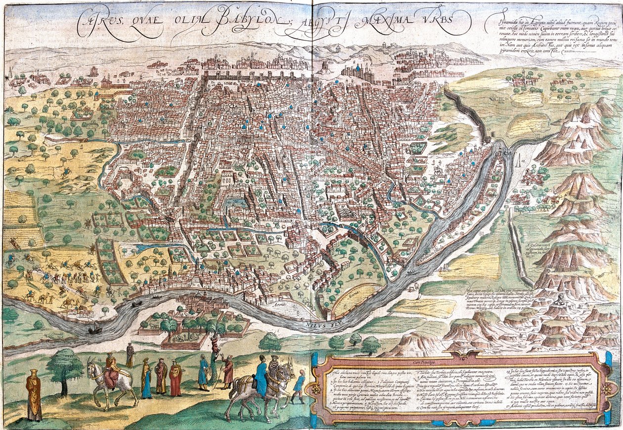 Widok na Kair (Kair) Egipt (akwaforta) autorstwa Franz Hogenberg