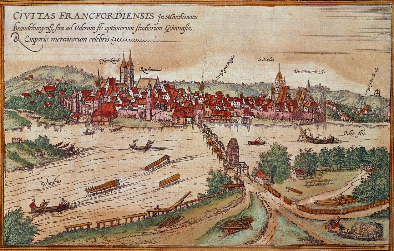 Widok na Frankfurt nad Menem, Niemcy (grafika autorstwa Franz Hogenberg