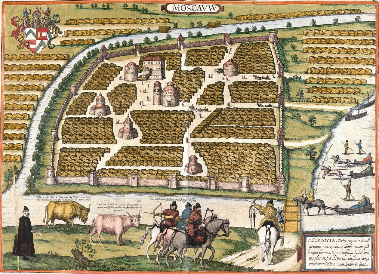 Widok Moskwy (Moscau), Rosji (akwaforta) autorstwa Franz Hogenberg