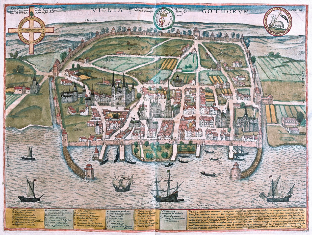Visby, Gotland Isle, Szwecja (grawerowanie autorstwa Franz Hogenberg