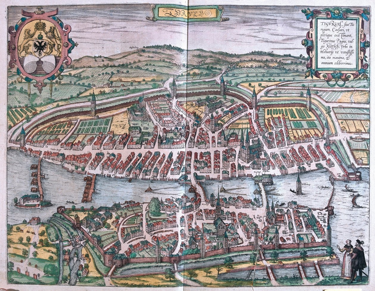 Zurych, Szwajcaria (grawerowanie autorstwa Franz Hogenberg