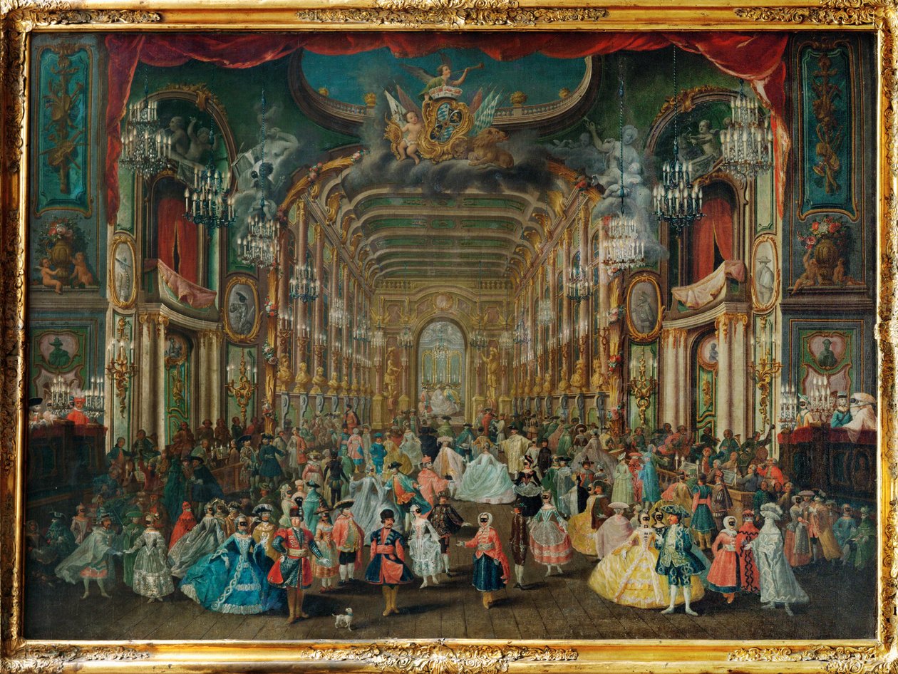 Bal przebierańców w Teatrze Rezydencji w Bonn ... autorstwa Franz Jakob Rousseau