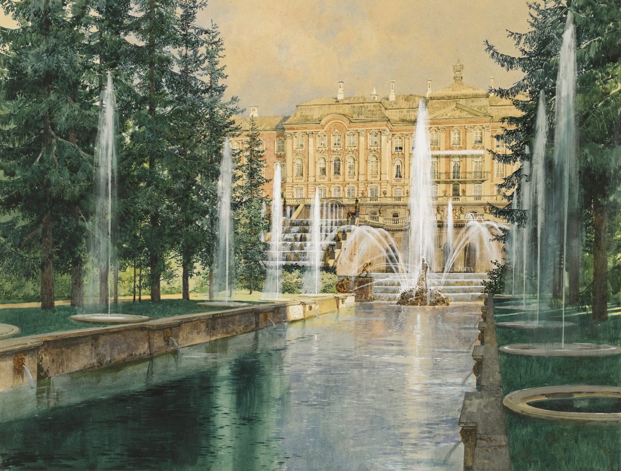 Peterhof, 1898 r. autorstwa Franz Kopallik