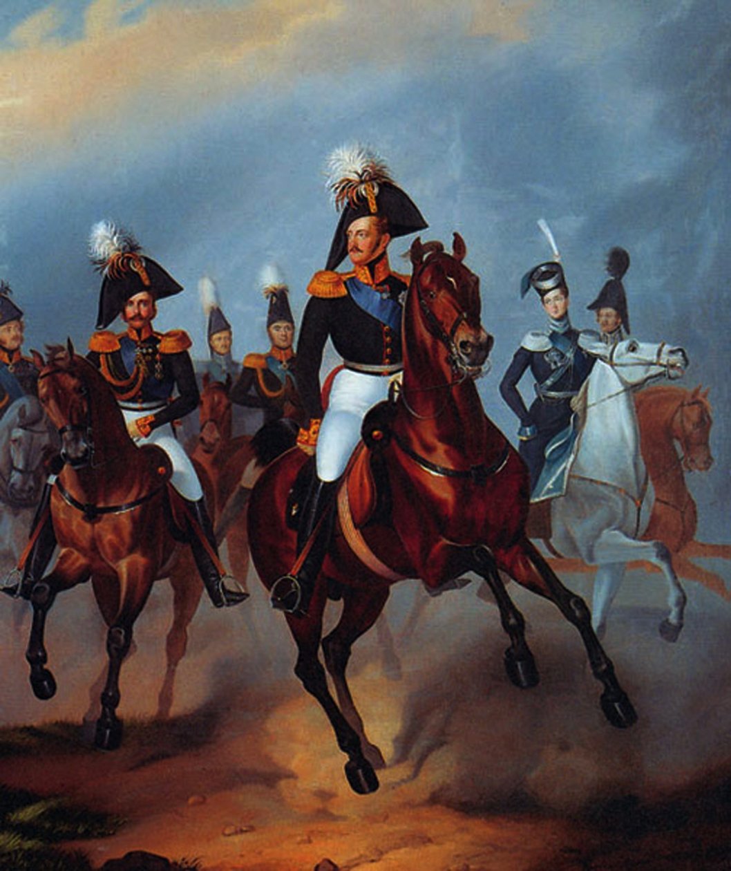 Mikołaj I ze swoimi oficerami, 1835 autorstwa Franz Krüger