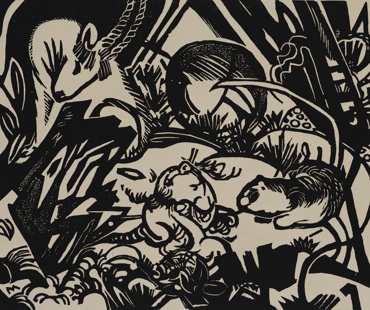 Legenda zwierząt (drzeworyt) autorstwa Franz Marc
