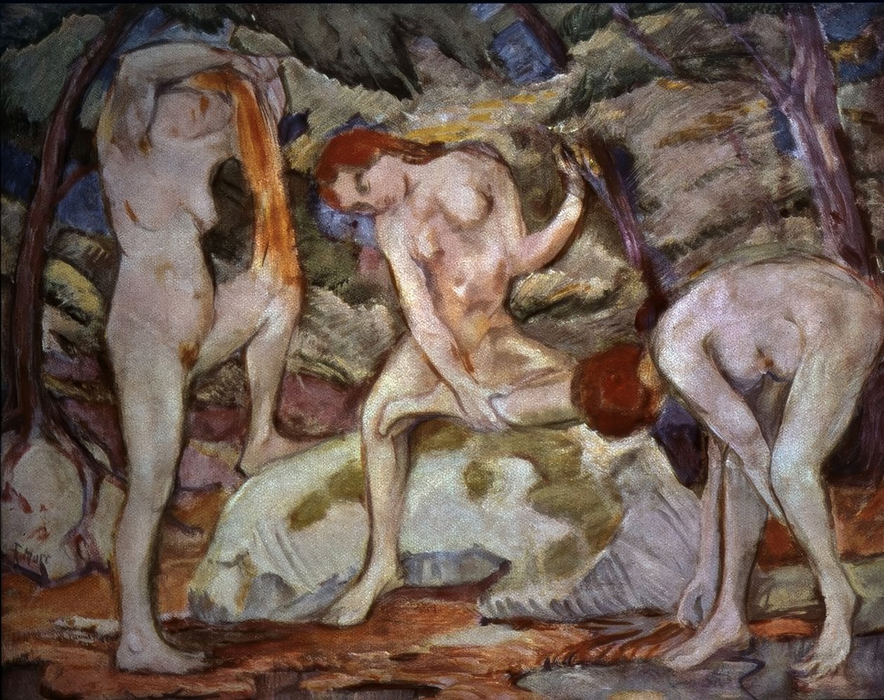 KĄPIĄCY - 1910 - O / L - 106 × 141 autorstwa Franz Marc