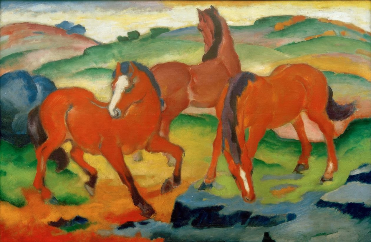 Czerwone konie (wypasane konie IV) autorstwa Franz Marc