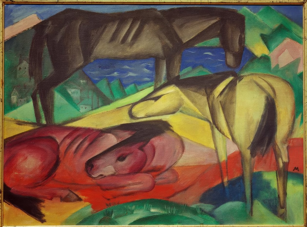 Trzy konie II autorstwa Franz Marc