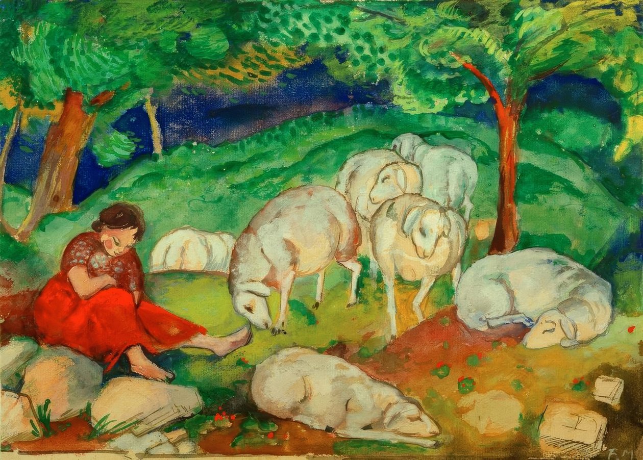 Pasterka z owcami autorstwa Franz Marc