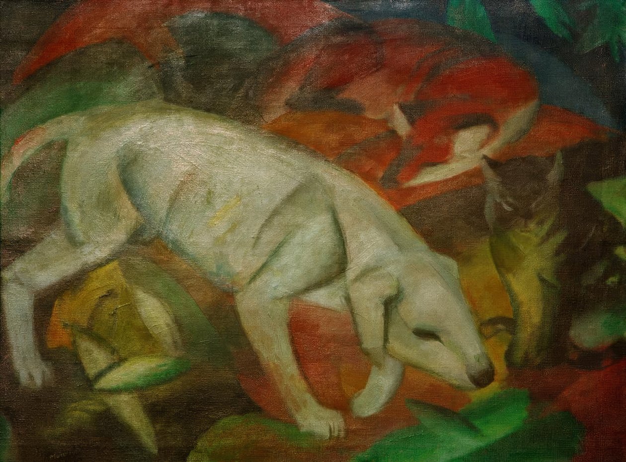Pies, kot, lis autorstwa Franz Marc