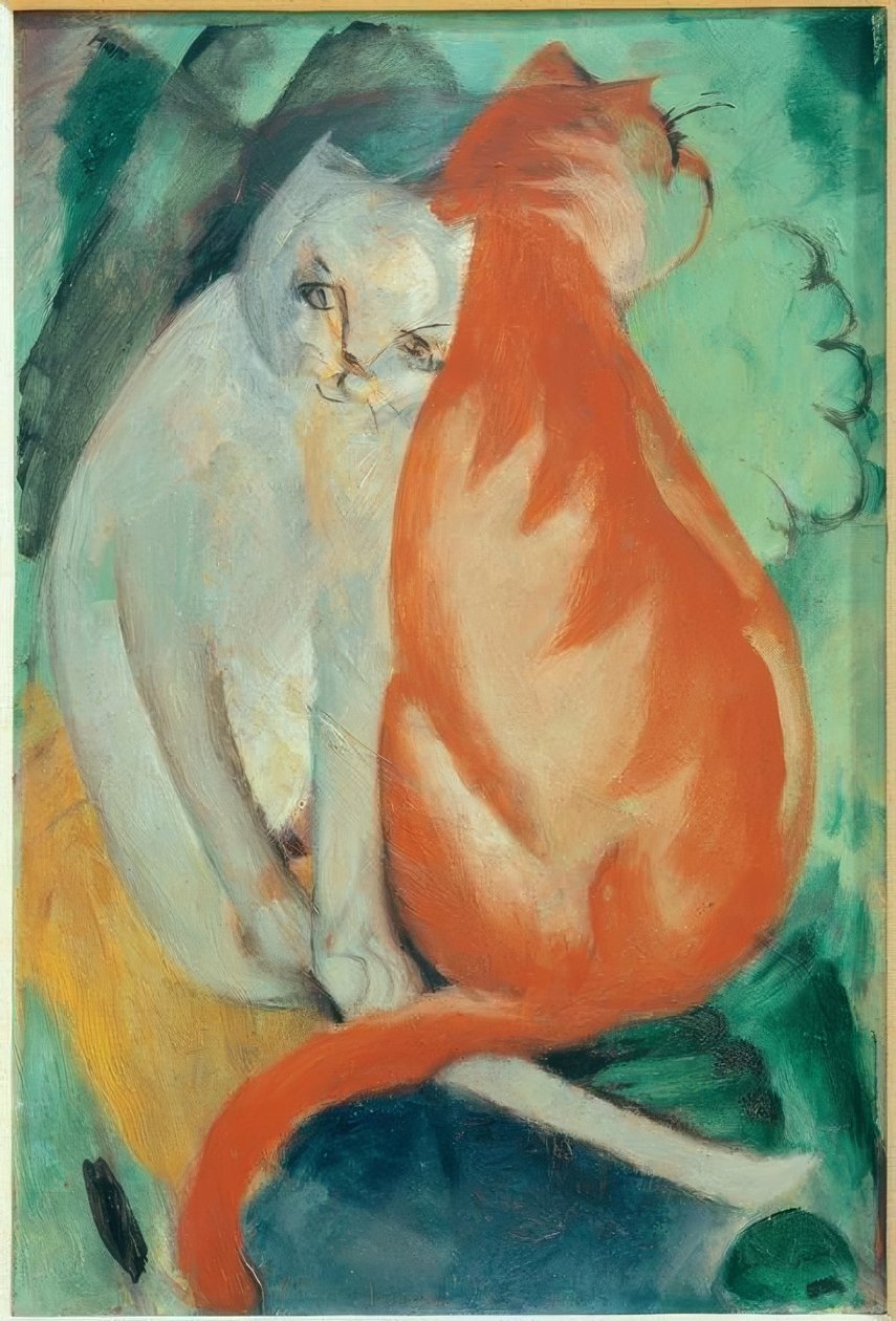 Koty, czerwone i białe autorstwa Franz Marc