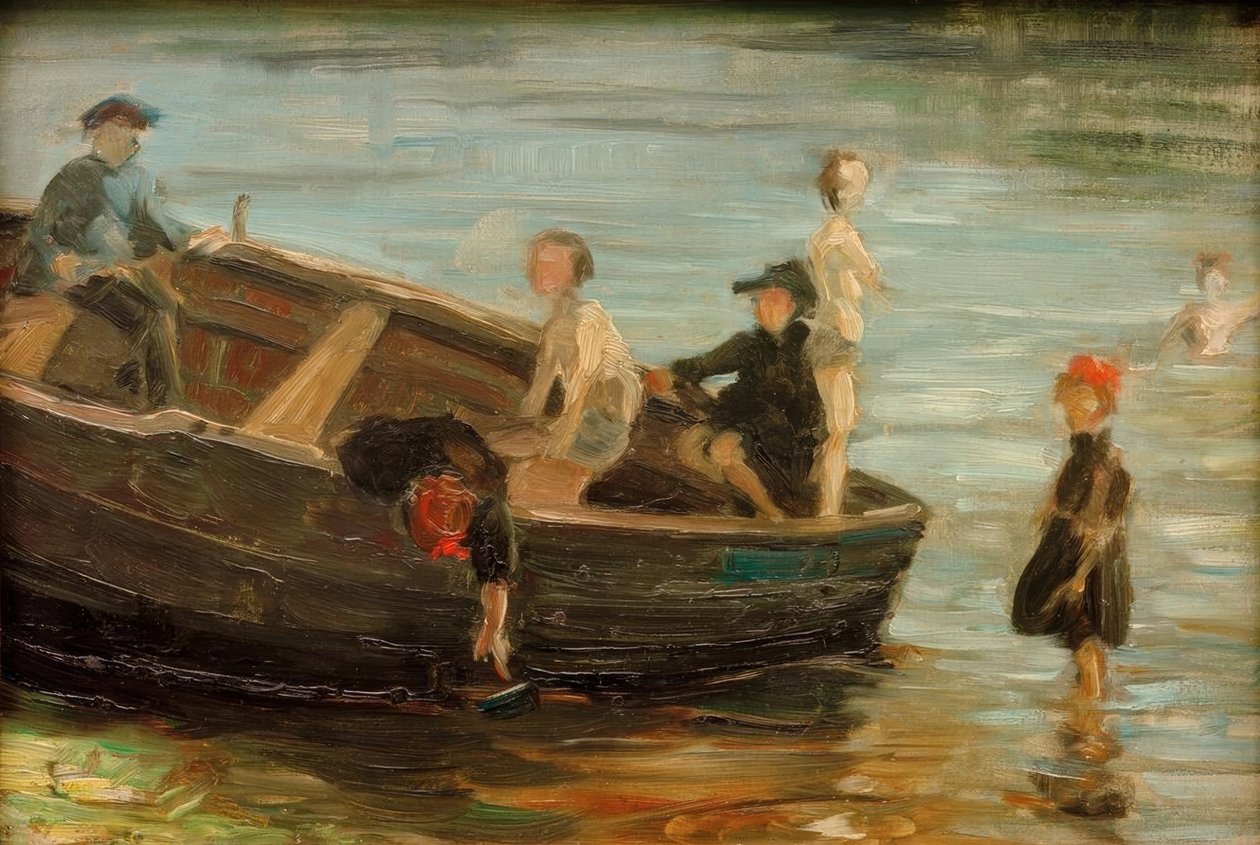 Dzieci w łodzi autorstwa Franz Marc