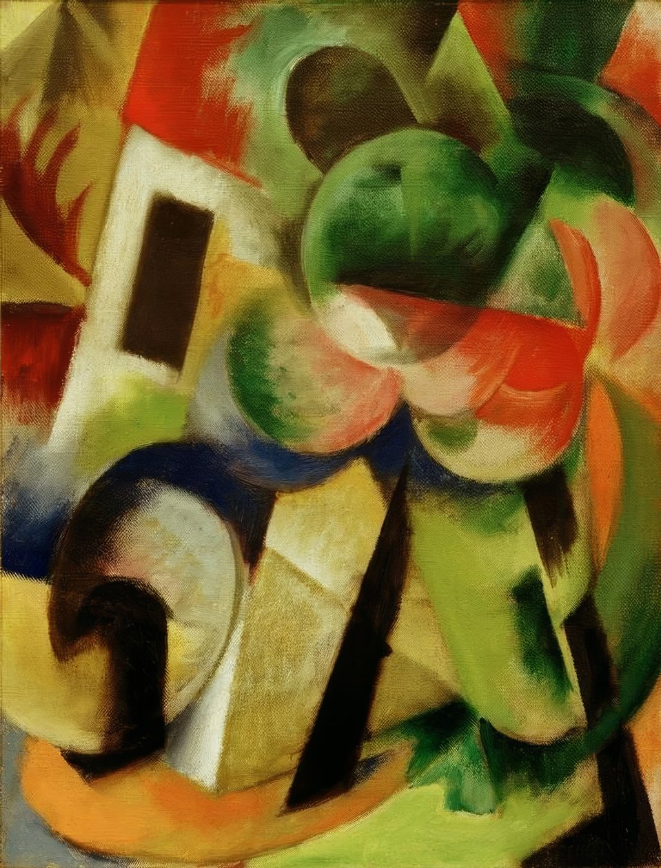 Mała kompozycja II (dom z drzewami) autorstwa Franz Marc