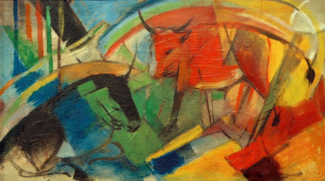 Mały obrazek z bydłem autorstwa Franz Marc