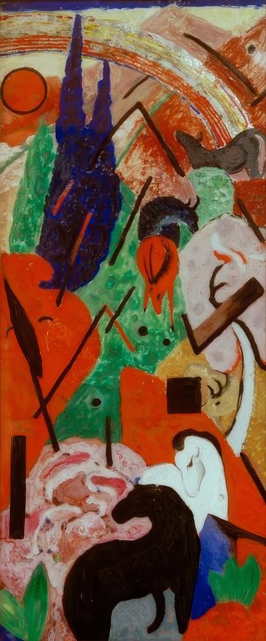 Krajobraz ze zwierzętami i tęczą autorstwa Franz Marc