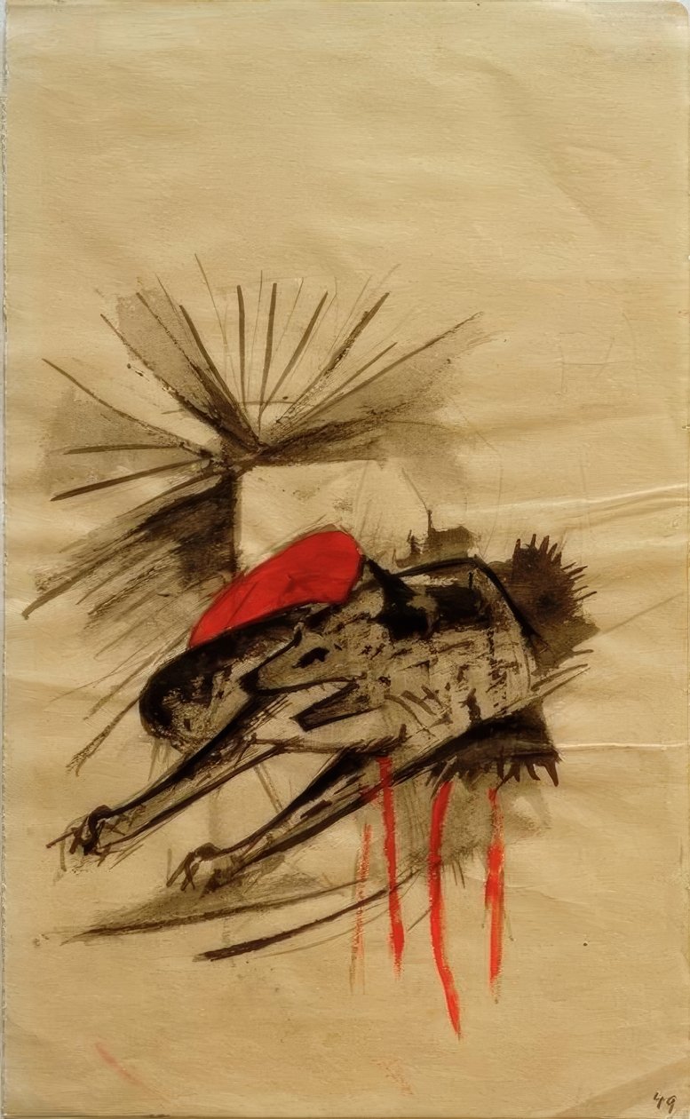 Leżąca hiena (leżący wilk) autorstwa Franz Marc