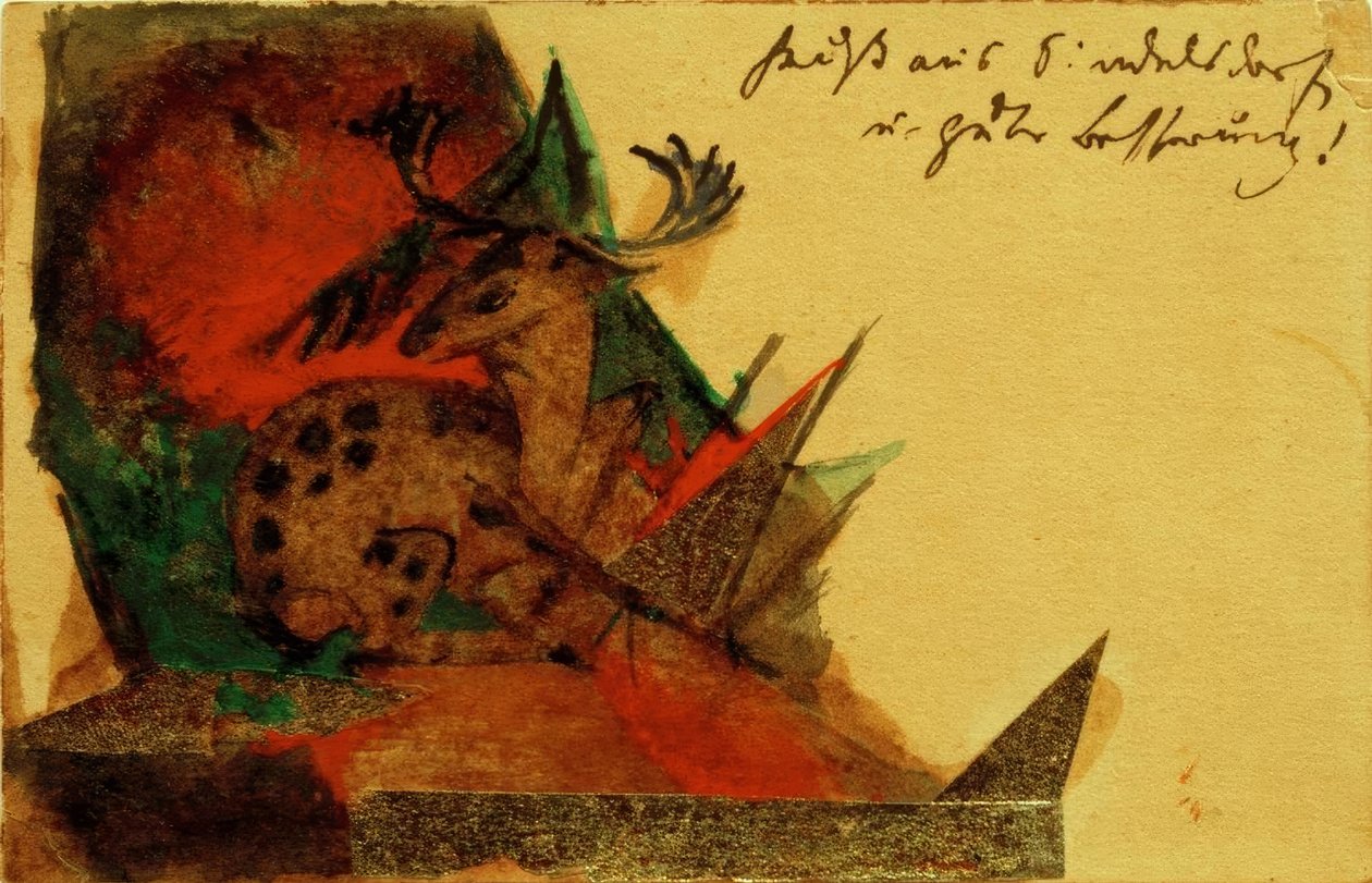 Leżący jeleń autorstwa Franz Marc