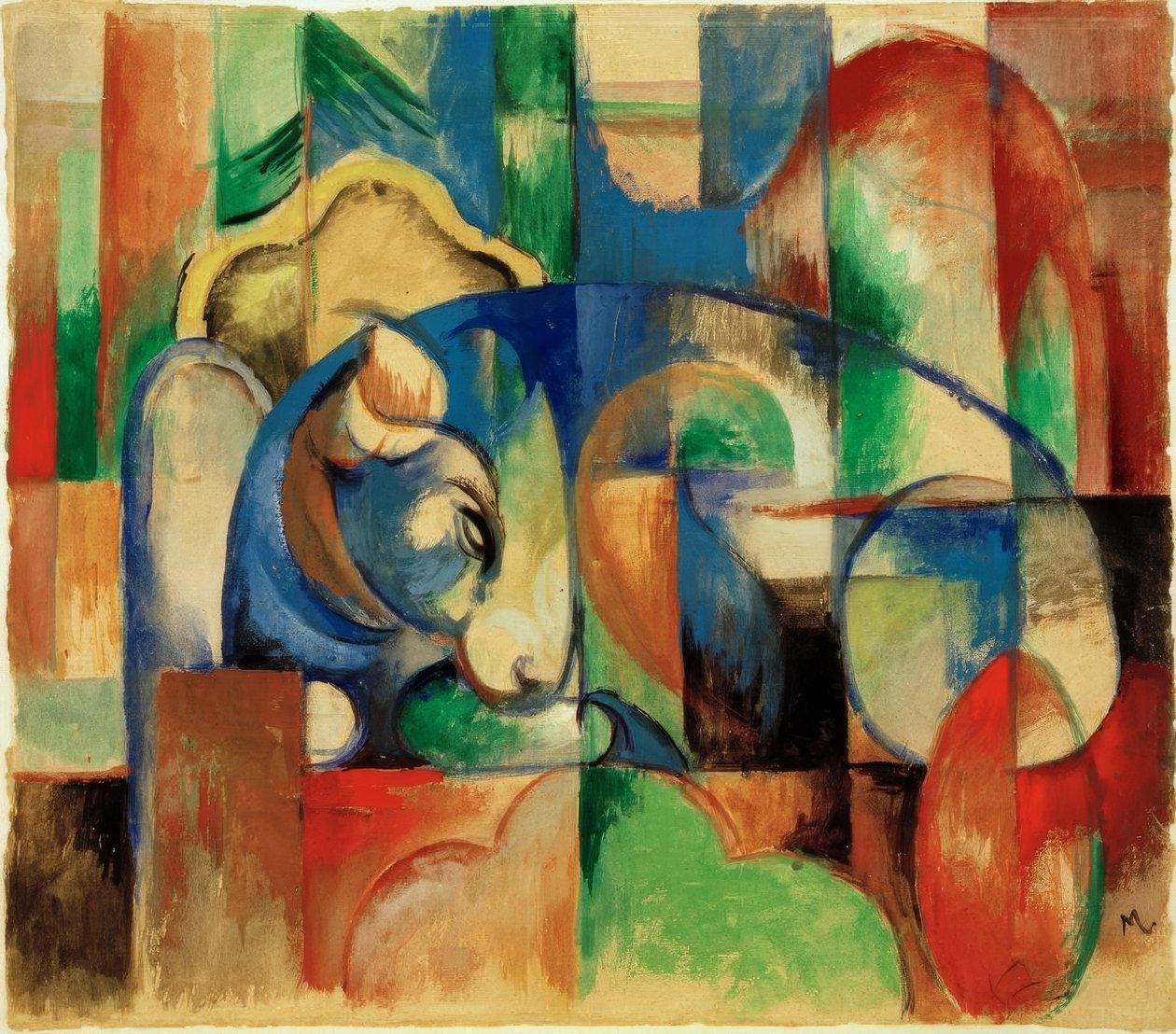 Leżący byk autorstwa Franz Marc