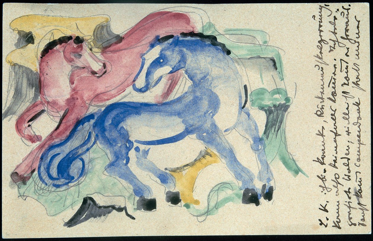 Czerwone i niebieskie konie autorstwa Franz Marc