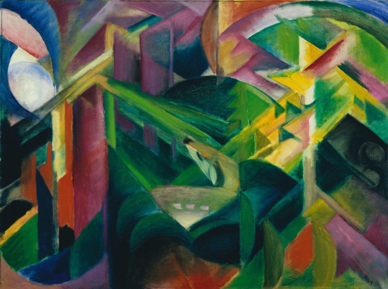 Jeleń w ogrodzie klasztornym autorstwa Franz Marc