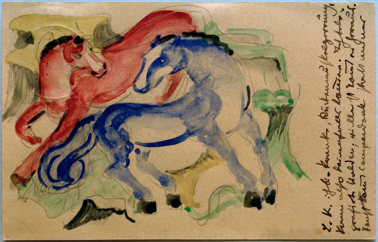 Czerwony i niebieski koń autorstwa Franz Marc