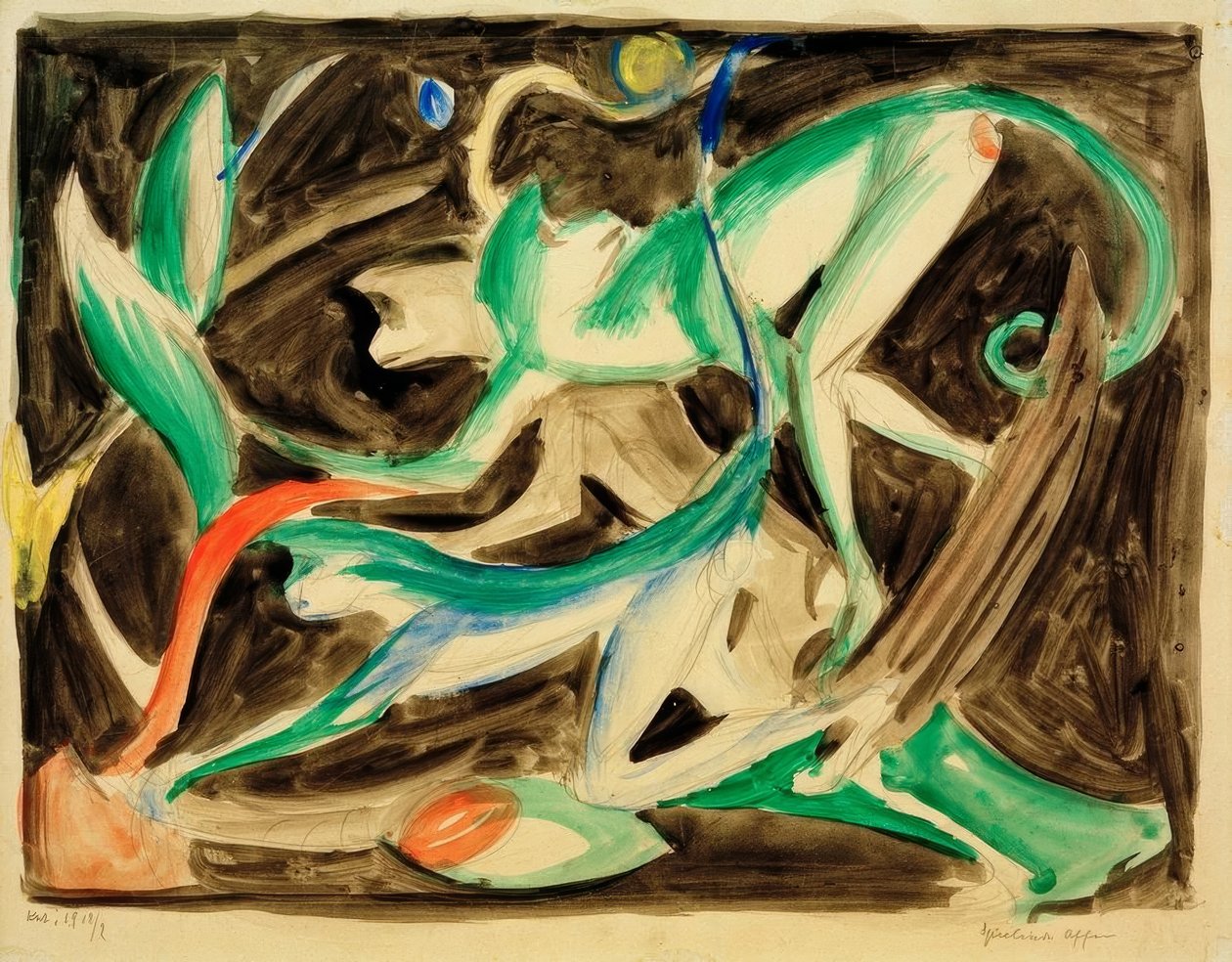 Bawiące się małpy autorstwa Franz Marc