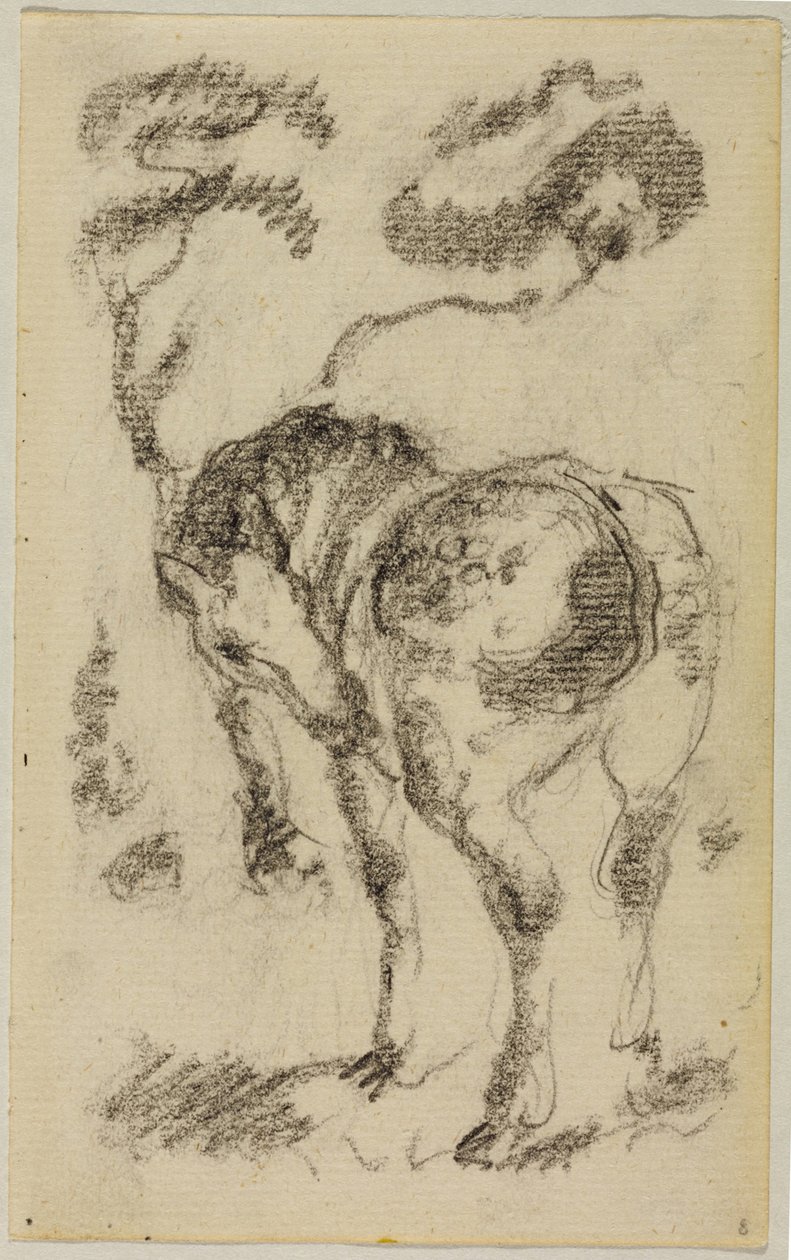 Stojący koń z drzewami autorstwa Franz Marc