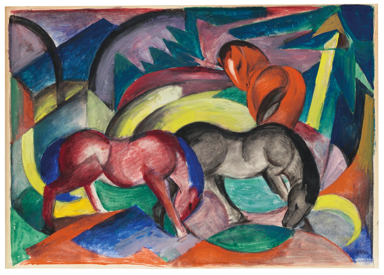 Trzy konie, 1912 autorstwa Franz Marc